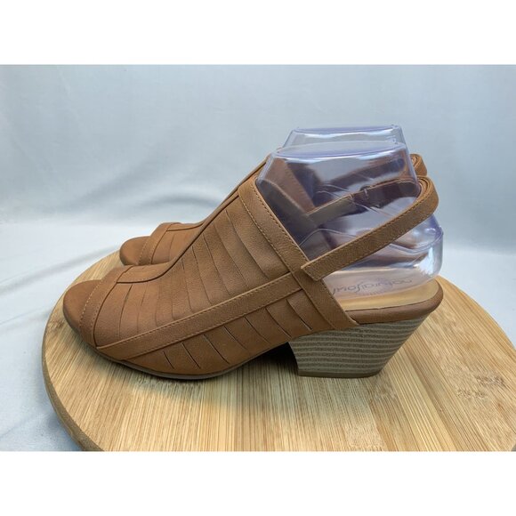 Natural Soul Heeled Sandal 7.5 Dayna Brown Women’s Open Toe Slingback - Picture 3 of 7